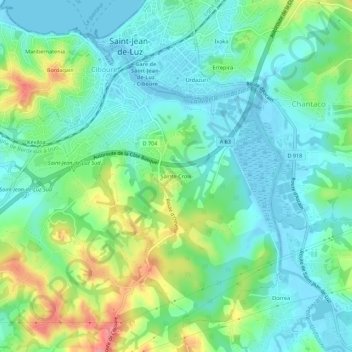 Topografische kaart Sainte-Croix, hoogte, reliëf