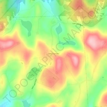 Topografische kaart Lewis Corners, hoogte, reliëf