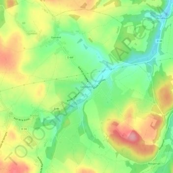 Topografische kaart Géroménil, hoogte, reliëf