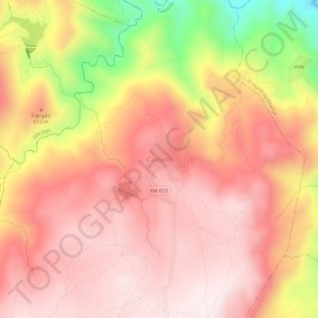 Topografische kaart Castedo, hoogte, reliëf