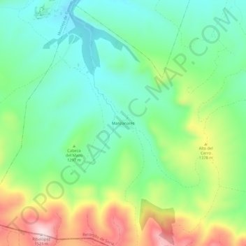 Topografische kaart Manzanares, hoogte, reliëf
