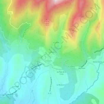 Topografische kaart La Rivière, hoogte, reliëf