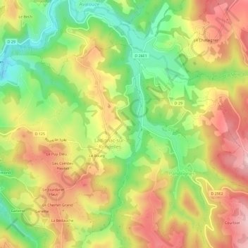 Topografische kaart Le Bourg, hoogte, reliëf