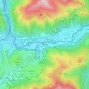 Topografische kaart Legasa, hoogte, reliëf