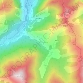 Topografische kaart Arquizat, hoogte, reliëf