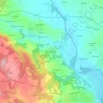 Topografische kaart Pan er Sant, hoogte, reliëf