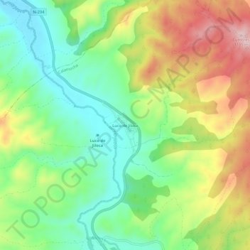 Topografische kaart Luco de Jiloca, hoogte, reliëf