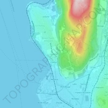 Topografische kaart Le Perron, hoogte, reliëf