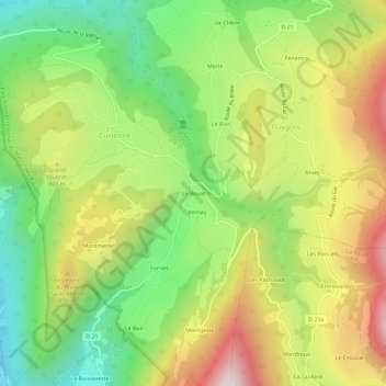 Topografische kaart Le Boyat, hoogte, reliëf