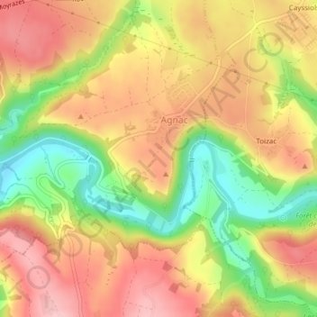 Topografische kaart Les Tour, hoogte, reliëf