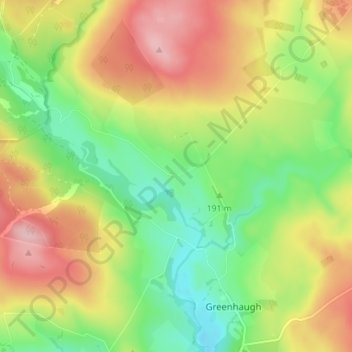 Topografische kaart Gatehouse, hoogte, reliëf