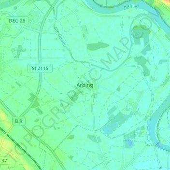 Topografische kaart Arbing, hoogte, reliëf