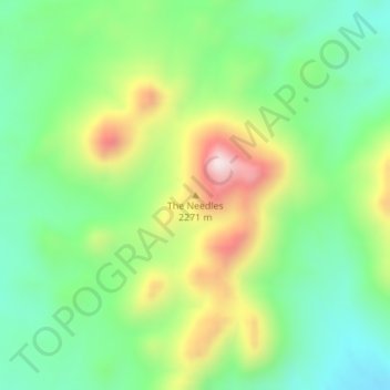 Topografische kaart The Needles, hoogte, reliëf