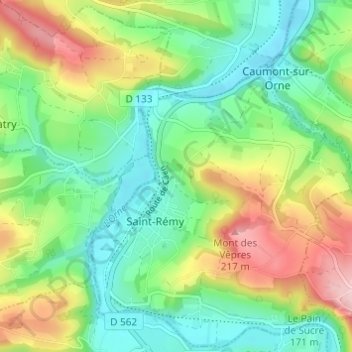 Topografische kaart La Maroisière, hoogte, reliëf