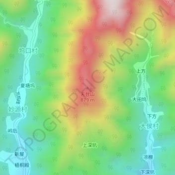 Topografische kaart 天台山, hoogte, reliëf