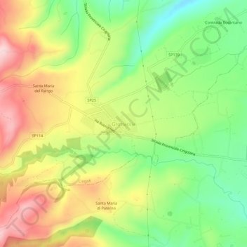 Topografische kaart Grottaccia, hoogte, reliëf
