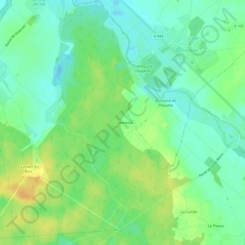 Topografische kaart La Bernaise, hoogte, reliëf