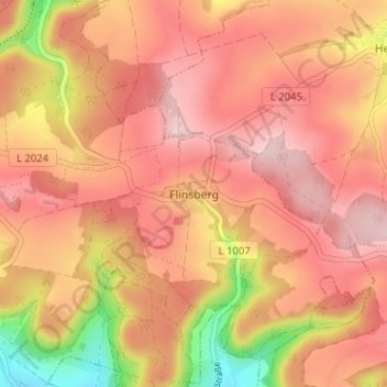 Topografische kaart Flinsberg, hoogte, reliëf