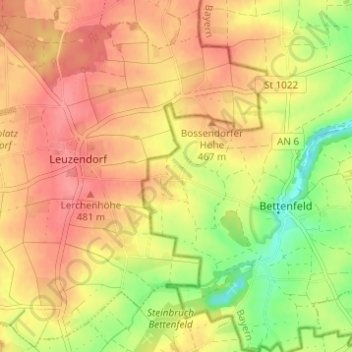 Topografische kaart Reusch, hoogte, reliëf
