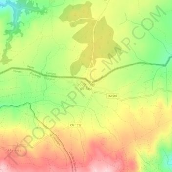 Topografische kaart Soutelinho da Raia, hoogte, reliëf