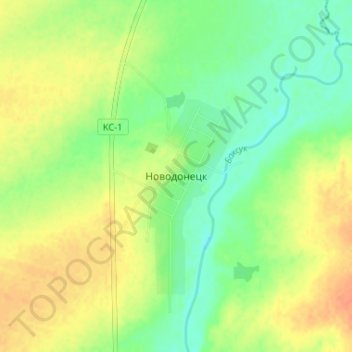 Topografische kaart Новодонецк, hoogte, reliëf