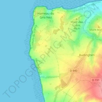 Topografische kaart Waringzelle, hoogte, reliëf