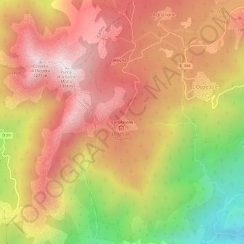 Topografische kaart Cartalavonu, hoogte, reliëf
