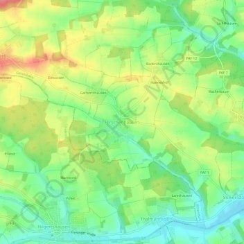 Topografische kaart Hirschenhausen, hoogte, reliëf