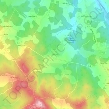 Topografische kaart La Valade, hoogte, reliëf