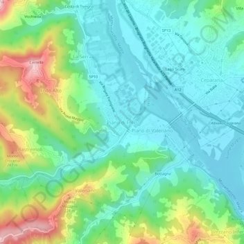 Topografische kaart Piano di Follo, hoogte, reliëf