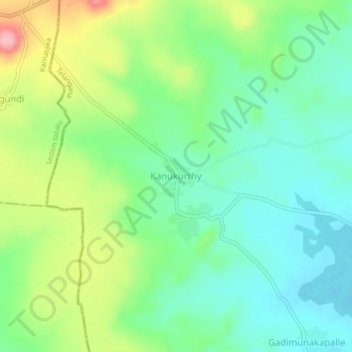 Topografische kaart Kanukurthy, hoogte, reliëf