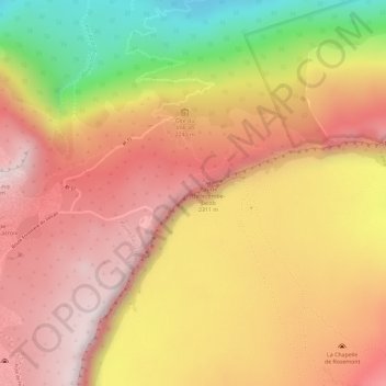 Topografische kaart Pas de Bellecombe, hoogte, reliëf