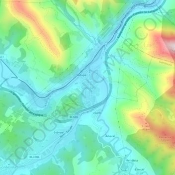 Topografische kaart Sodupe, hoogte, reliëf