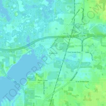 Topografische kaart Rubonia, hoogte, reliëf