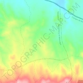 Topografische kaart El Espartal, hoogte, reliëf