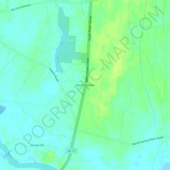 Topografische kaart North Santee, hoogte, reliëf