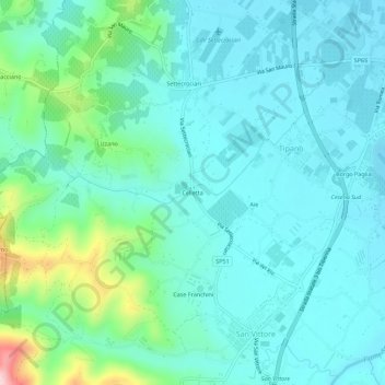 Topografische kaart Celletta, hoogte, reliëf