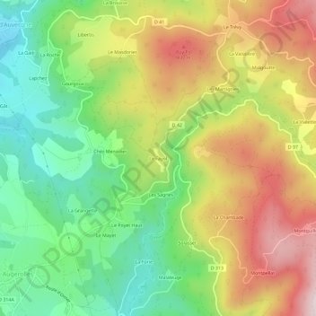 Topografische kaart Le Fayol, hoogte, reliëf