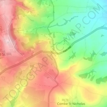 Topografische kaart Ham, hoogte, reliëf