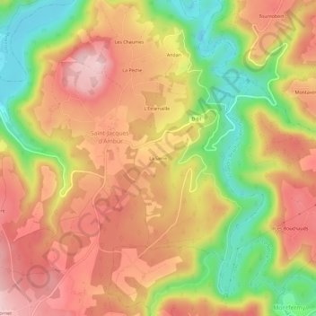 Topografische kaart La Serre, hoogte, reliëf