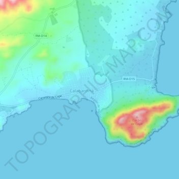 Topografische kaart Calabardina, hoogte, reliëf