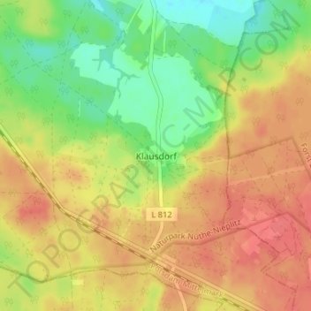 Topografische kaart Klausdorf, hoogte, reliëf