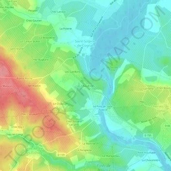 Topografische kaart Les Chaudroles, hoogte, reliëf