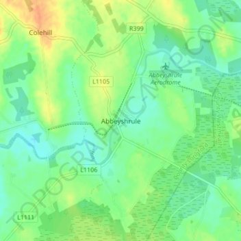 Topografische kaart Abbeyshrule, hoogte, reliëf