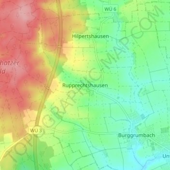 Topografische kaart Rupprechtshausen, hoogte, reliëf