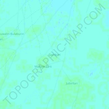 Topografische kaart Gambari, hoogte, reliëf