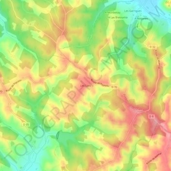 Topografische kaart Les Lials, hoogte, reliëf
