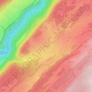 Topografische kaart Orcières, hoogte, reliëf