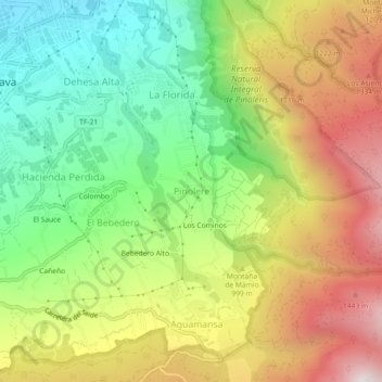 Topografische kaart Pinolere, hoogte, reliëf