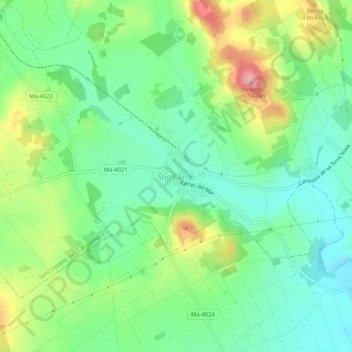 Topografische kaart Son Carrió, hoogte, reliëf
